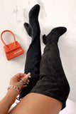 Reyna Black Suedette Over The Knee Boots