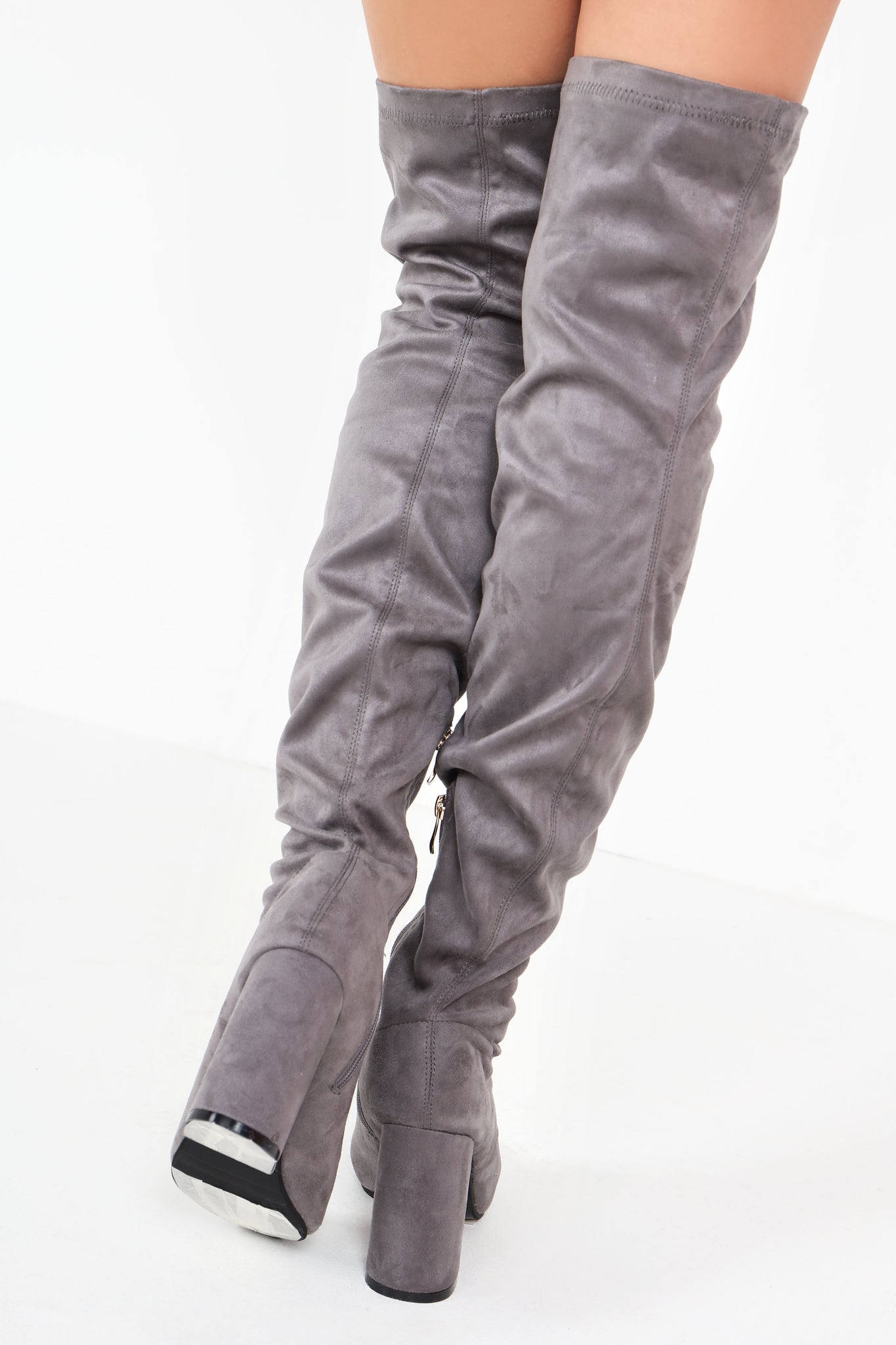 grey knee boots