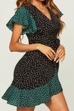 Tia Black and Green Polka Dot Dress