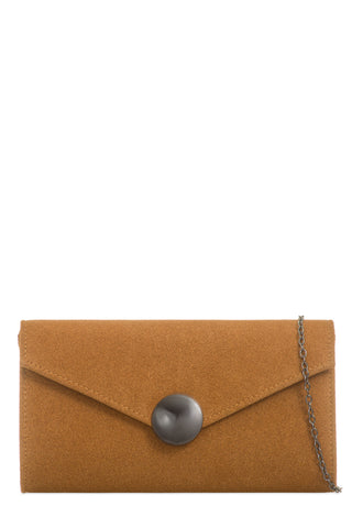 tan suede clutch