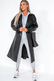 Willow Black PU Trench Coat