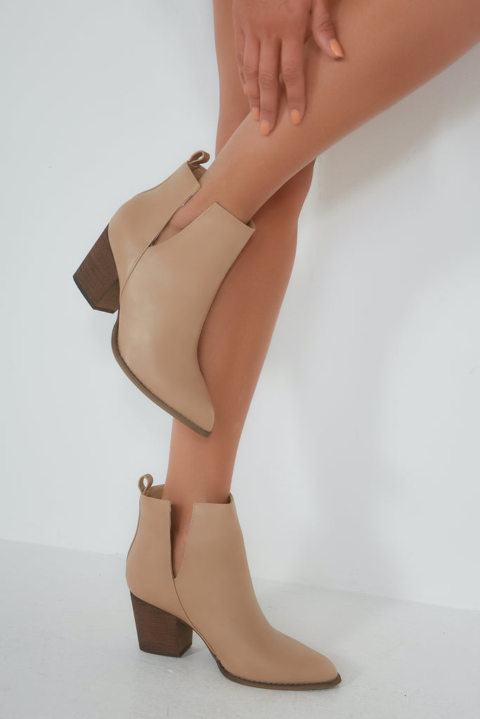 Wren Tan Faux Leather Ankle Boots