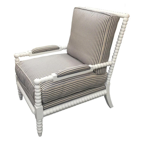 blue striped armchair