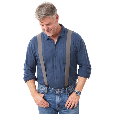 Upfitter™ Fitted Suspenders can be worn over or under a shirt with different closures.