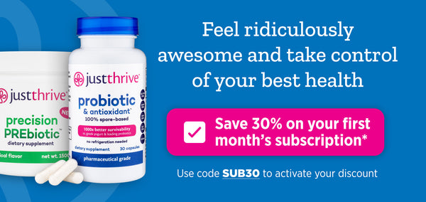 Just Thrive Probiotic and Prebiotic bundle image with SUB30 discount