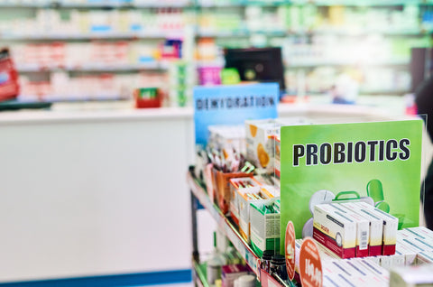probiotic supplement section in store