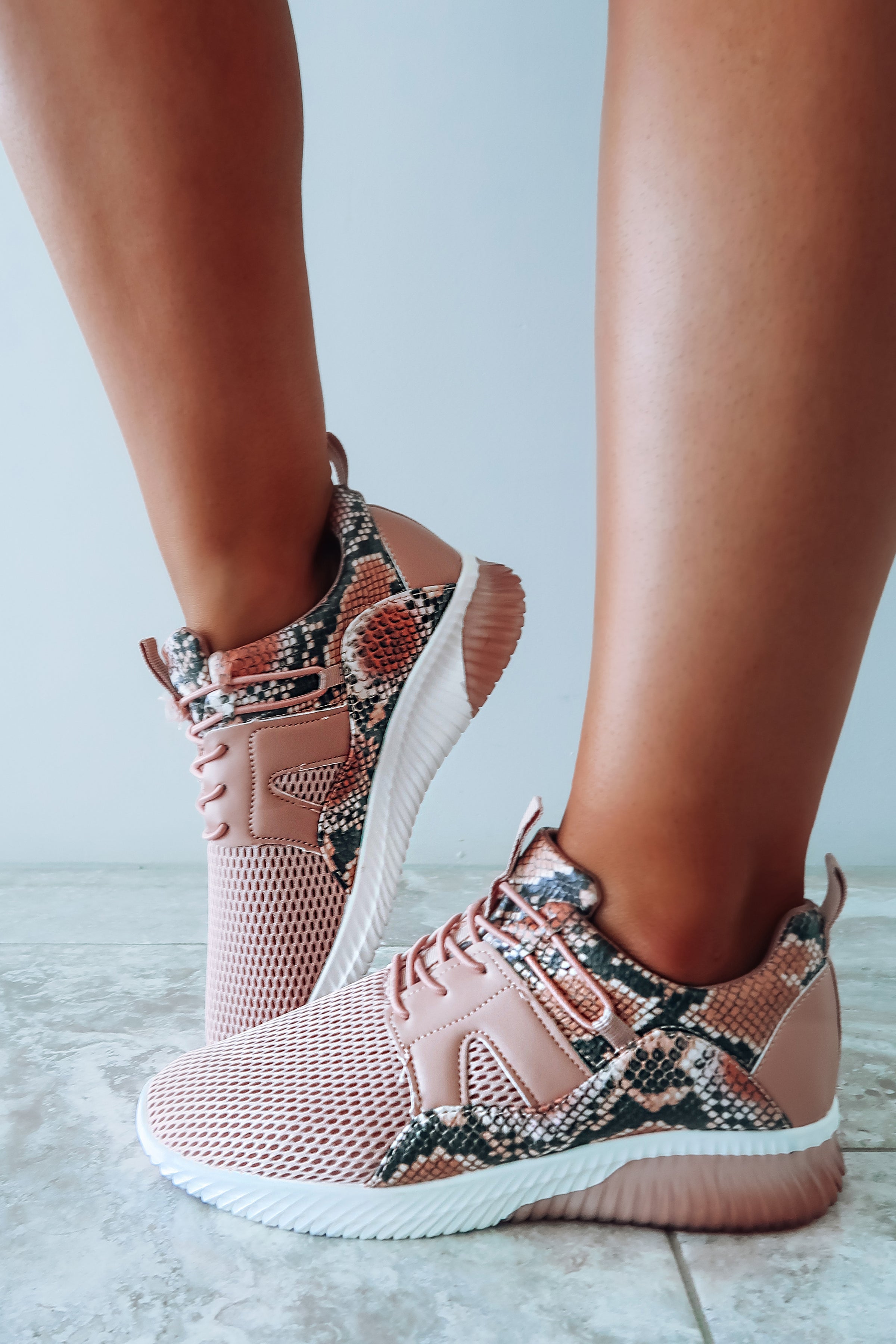 blush color sneakers