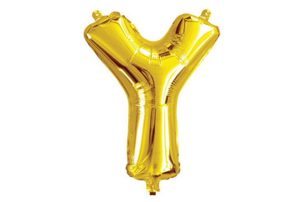 Mini Gold Foil Letter 'Y' Balloon | Pop Roc Parties