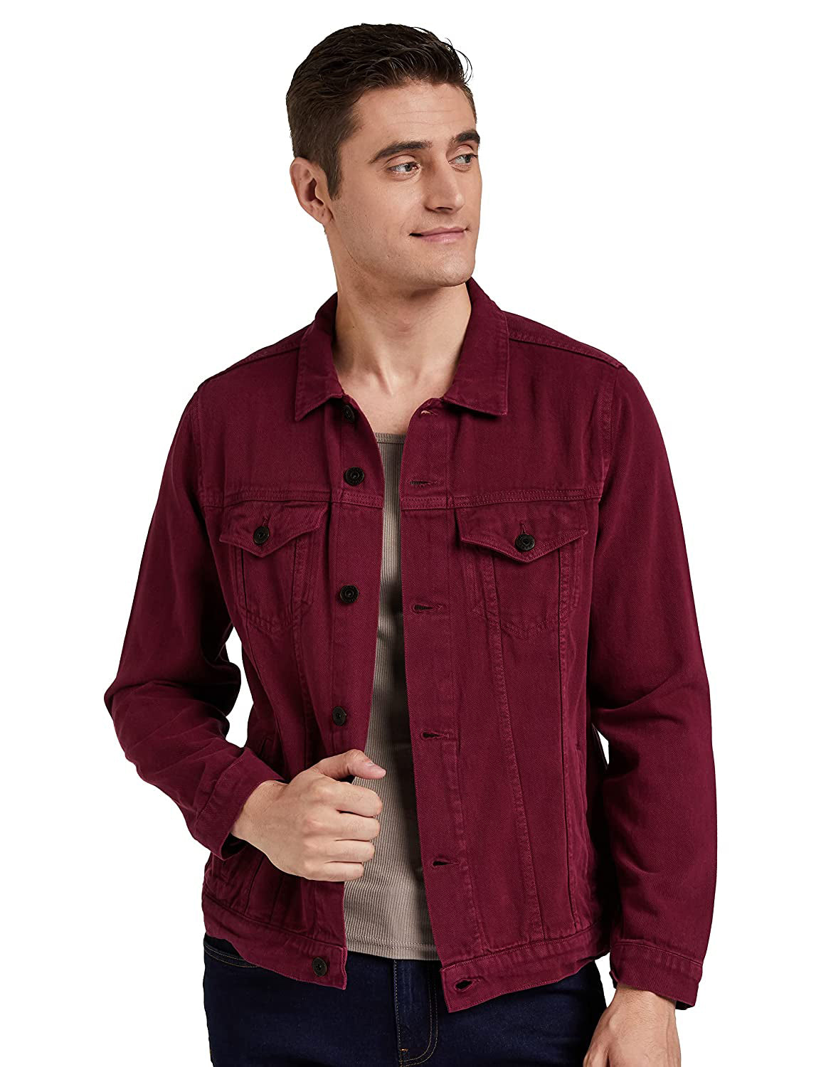 Mens maroon shop denim jacket