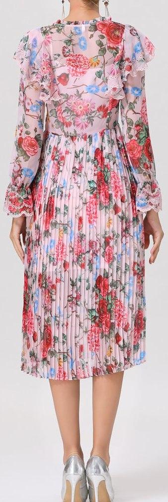 Floral-Print Ruffled Pleated Midi Dress main image 0
