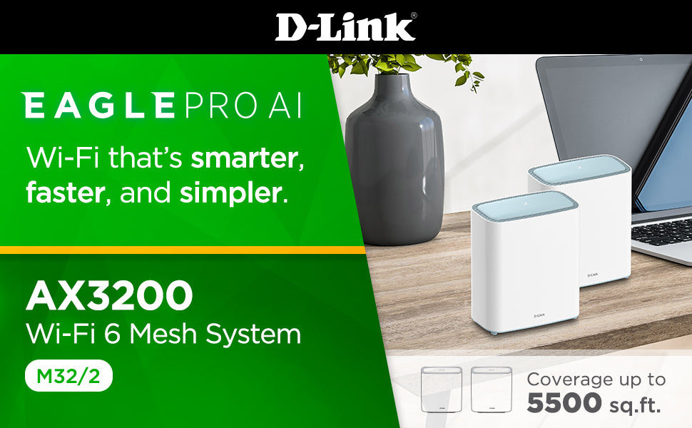 D-Link EAGLE PRO AI Mesh WiFi 6 Router System (2-Pack) - Multi-Pack fo –  D-Link Systems, Inc