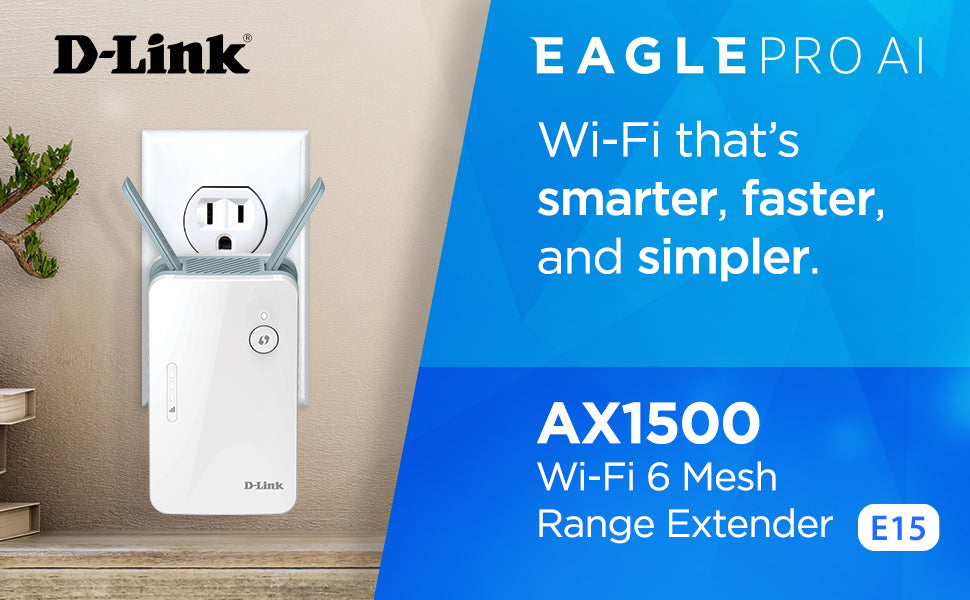 D-Link EAGLE PRO WiFi 6 AX1500 Range Extender - (E15) D-Link Systems, Inc