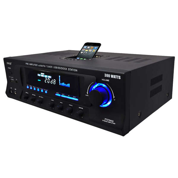 AM/FM Stereo Receiver, 120 Watt, with USB/SD/Ipod Docking Station & Su