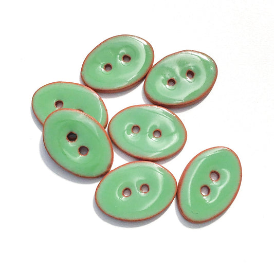 Oval Ceramic Buttons - Light Coral Pink Clay Buttons - 5/8 x 7/8 - 6