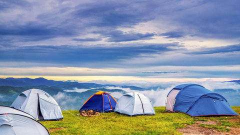 tents overlooking cliff