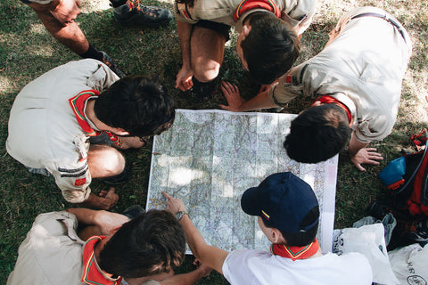 Scouts reading a map