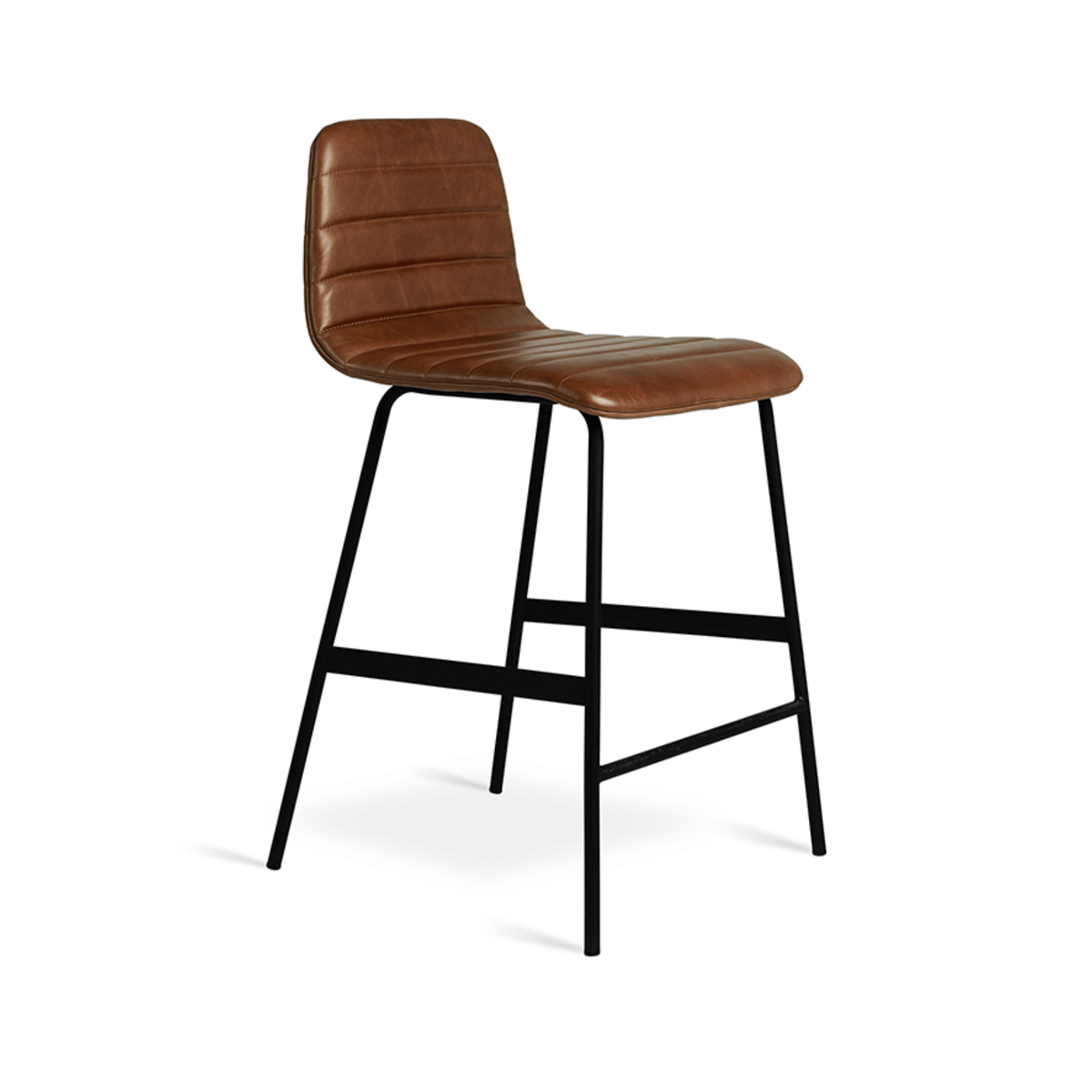 Lecture Bench Barstool | Saddle Brown Leather - CLU Living Pty Ltd