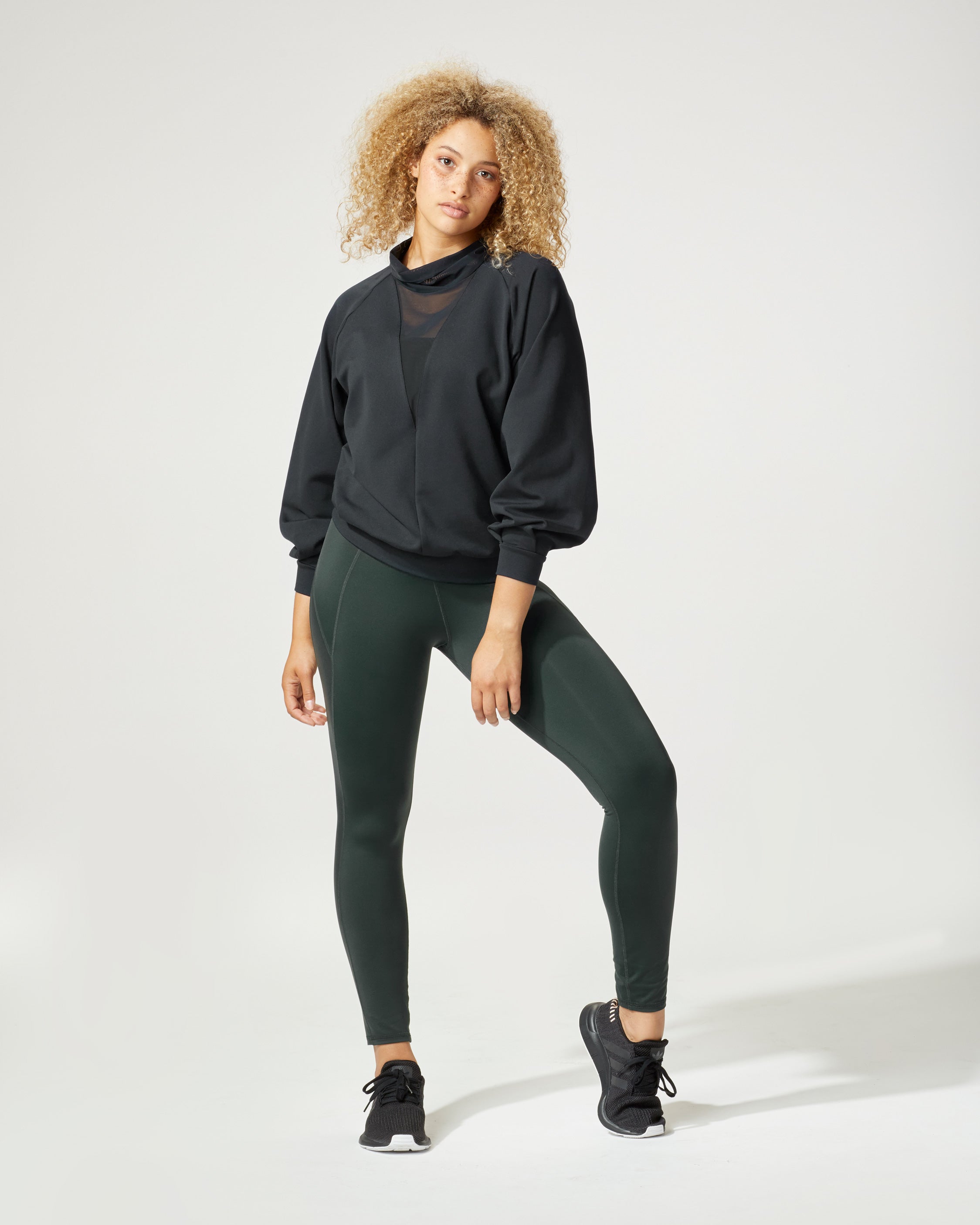 Yelete Stella Elyse Active Living 1/4 Zip Pullover Top Marled Knit Tea 