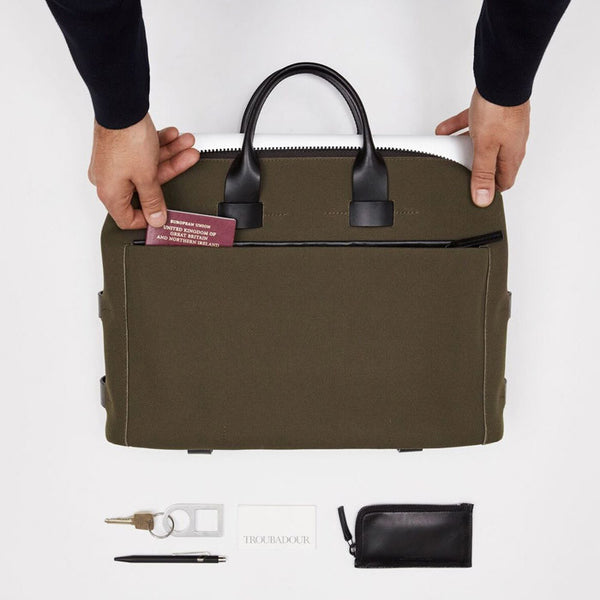 FABRIC + LEATHER SLIM BRIEFCASE