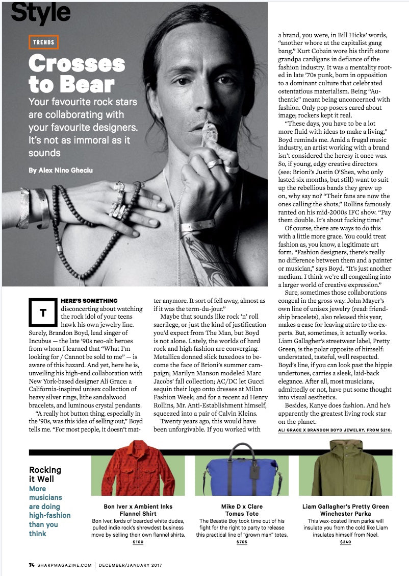 ali grace jewelry brandon boyd incubus rockstar jewelry