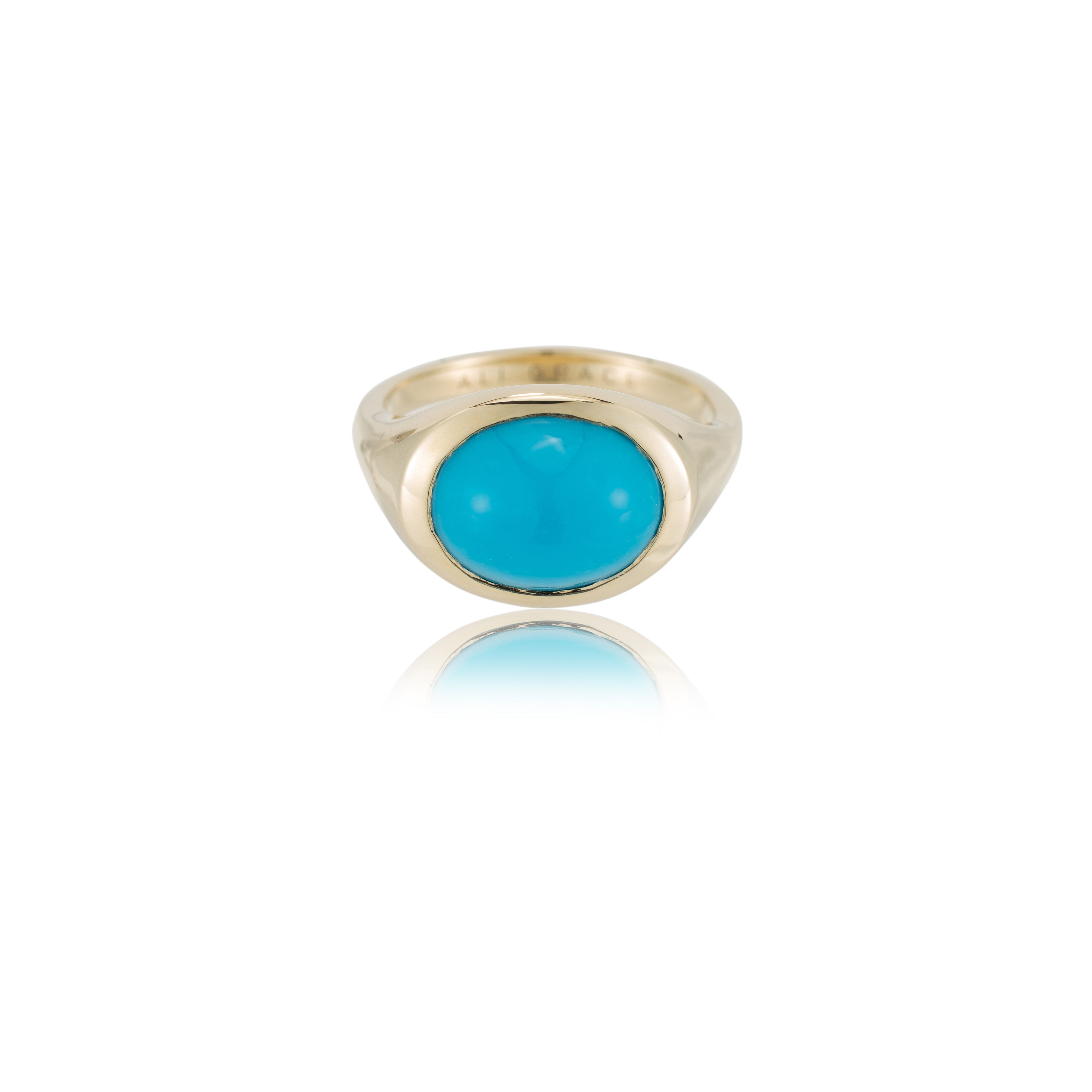 Turquoise Cabochon & Gold Signet Ring - Ali Grace Jewelry product image