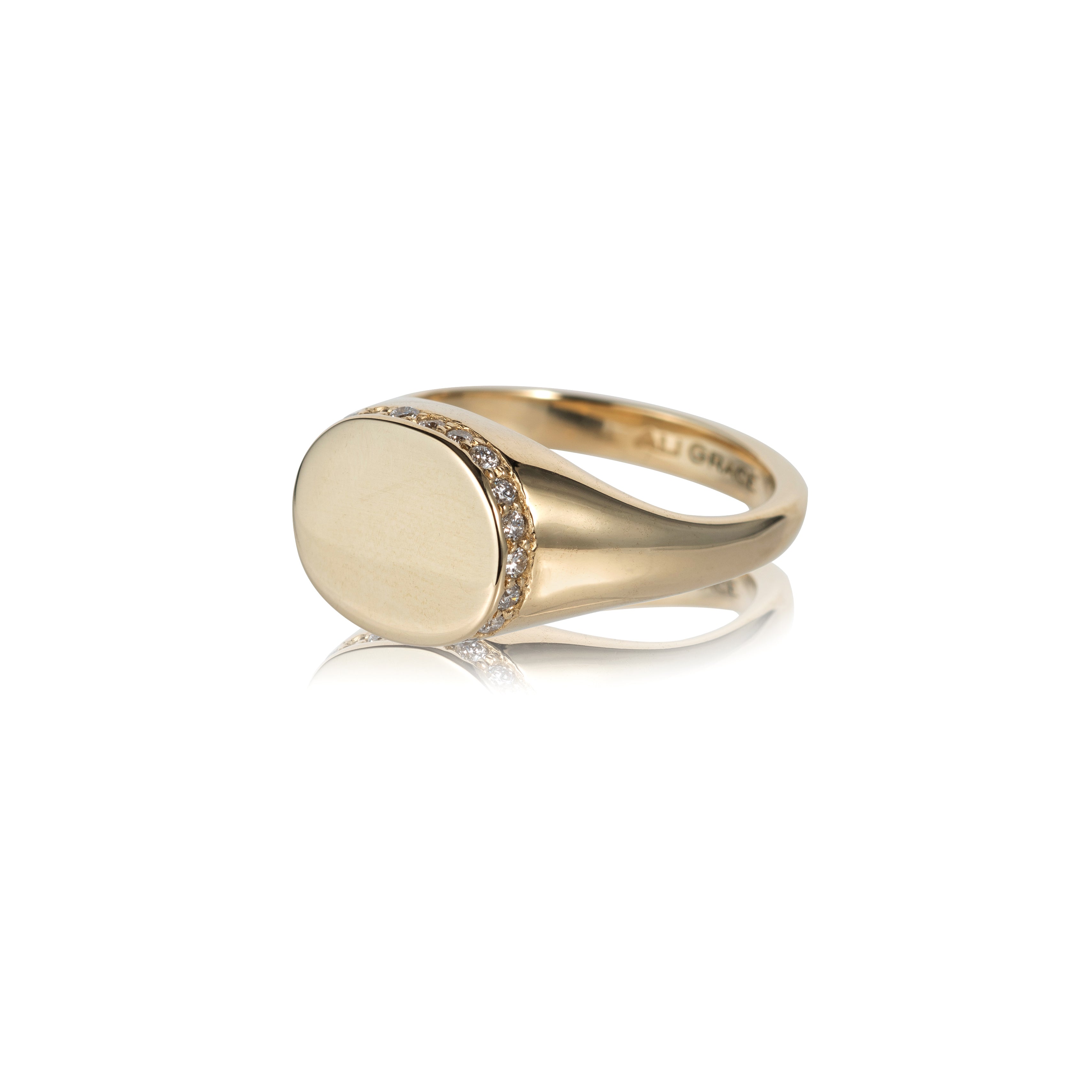 Gold & Diamond Channel Signet Ring - Ali Grace Jewelry product image