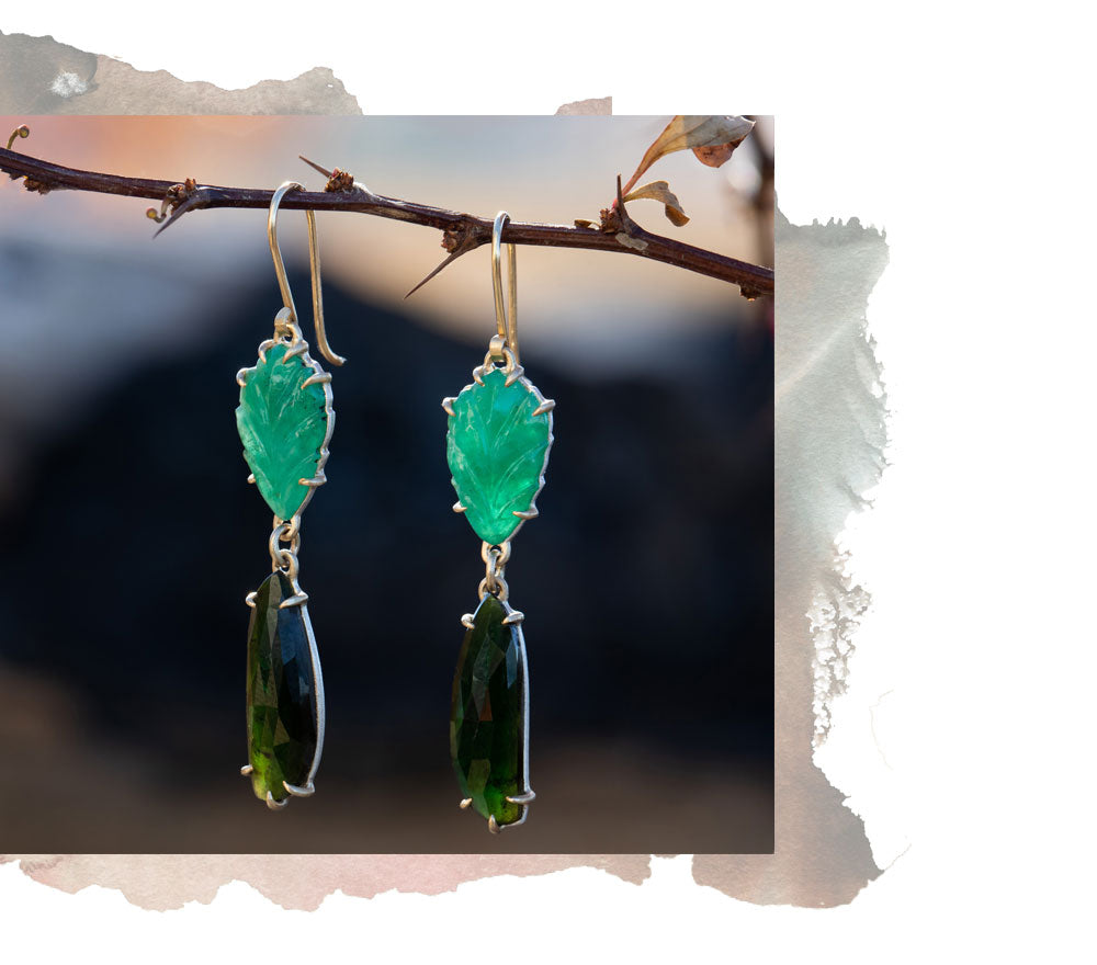Emerald and Tourmaline Earrings