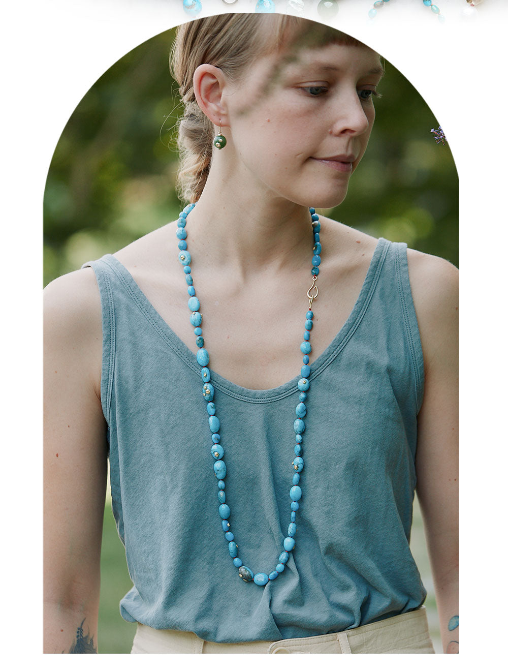 Seawater Serenade Turquoise Ruthie B. Necklace with Barnacles