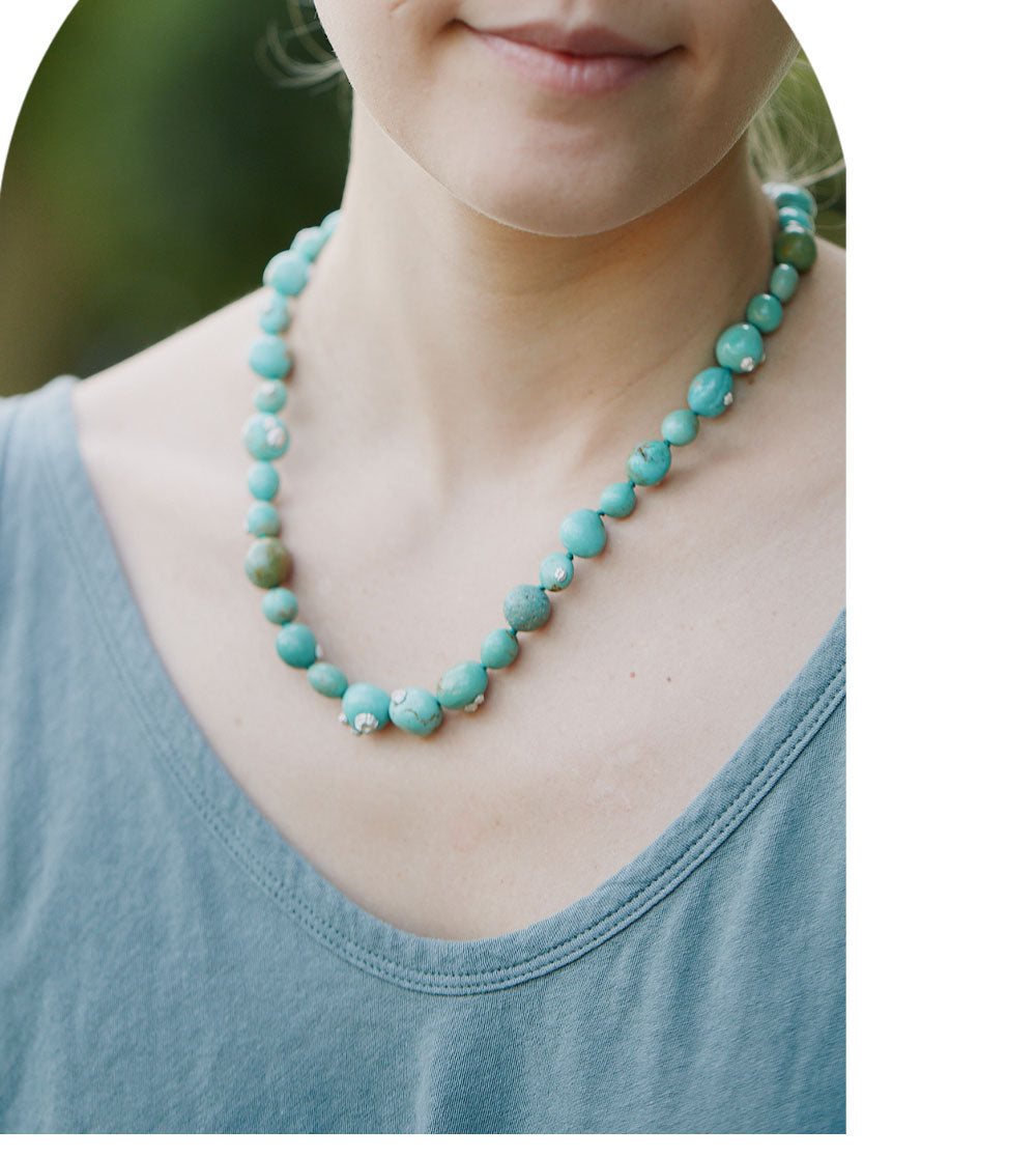 Green Turquoise Ruthie B. Necklace with Barnacles