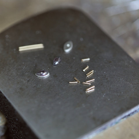 Tiny Marquis Salt + Pepper Diamond Vanity Studs by Hannah Blount Jewelry Studio Blog Process