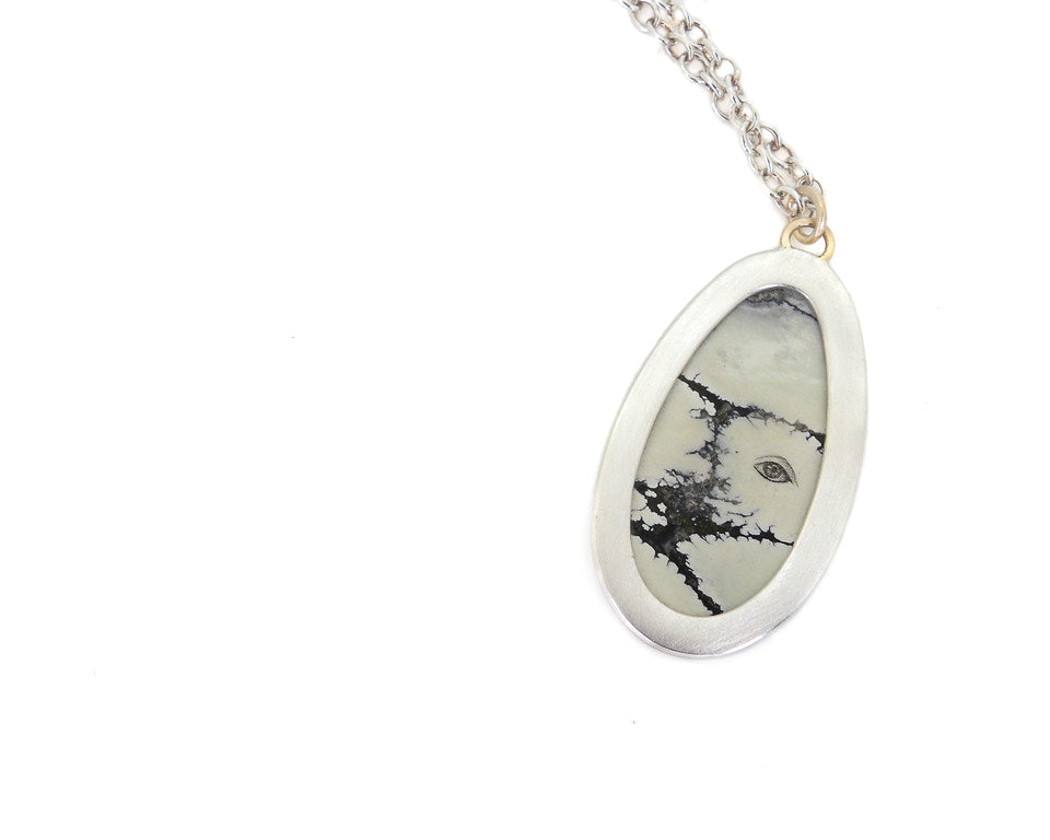 Variscite Lover's Eye #24 Scrimshaw Necklace