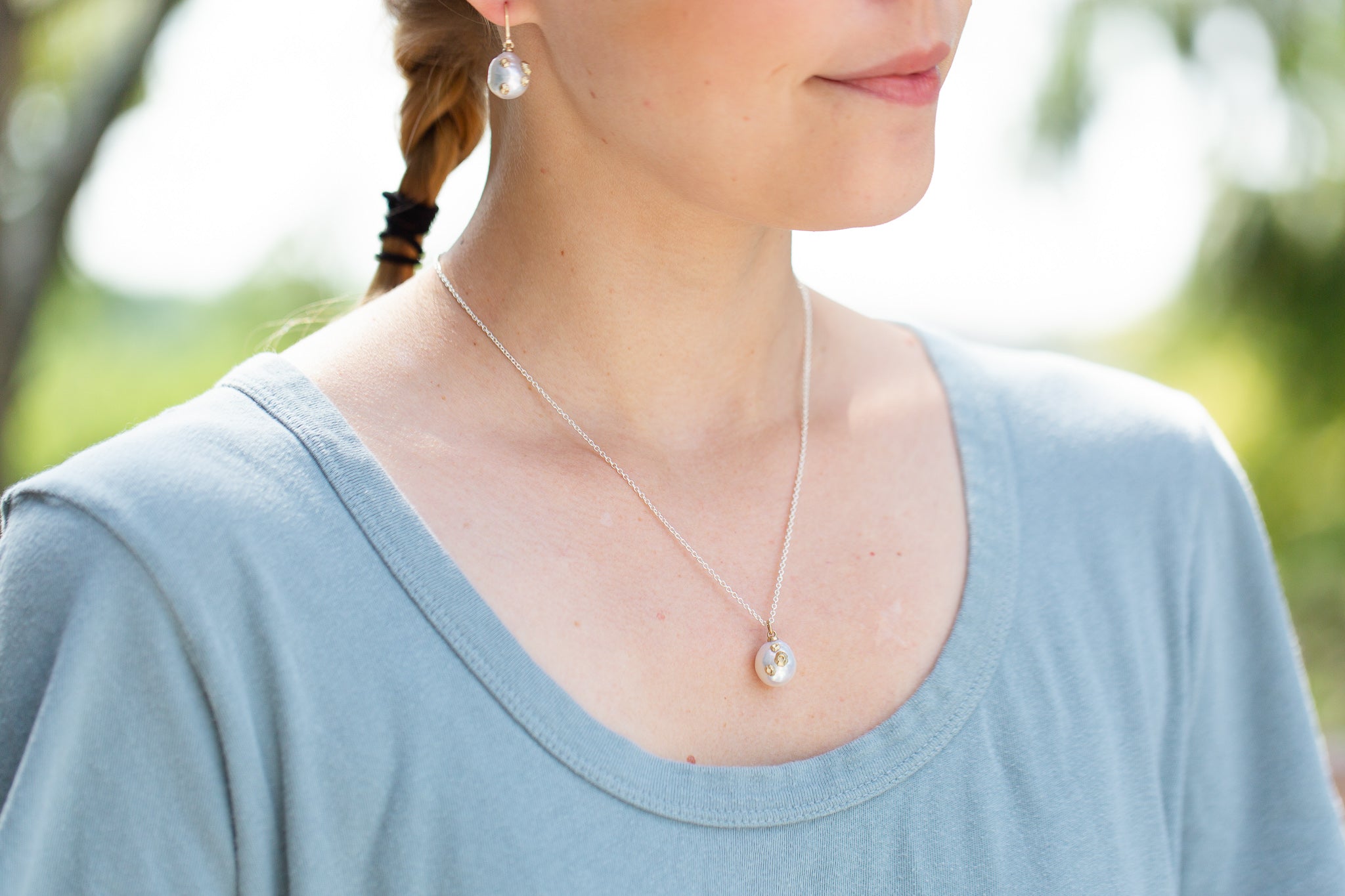 Baroque Pearl Ruthie B. Necklace with Barnacles