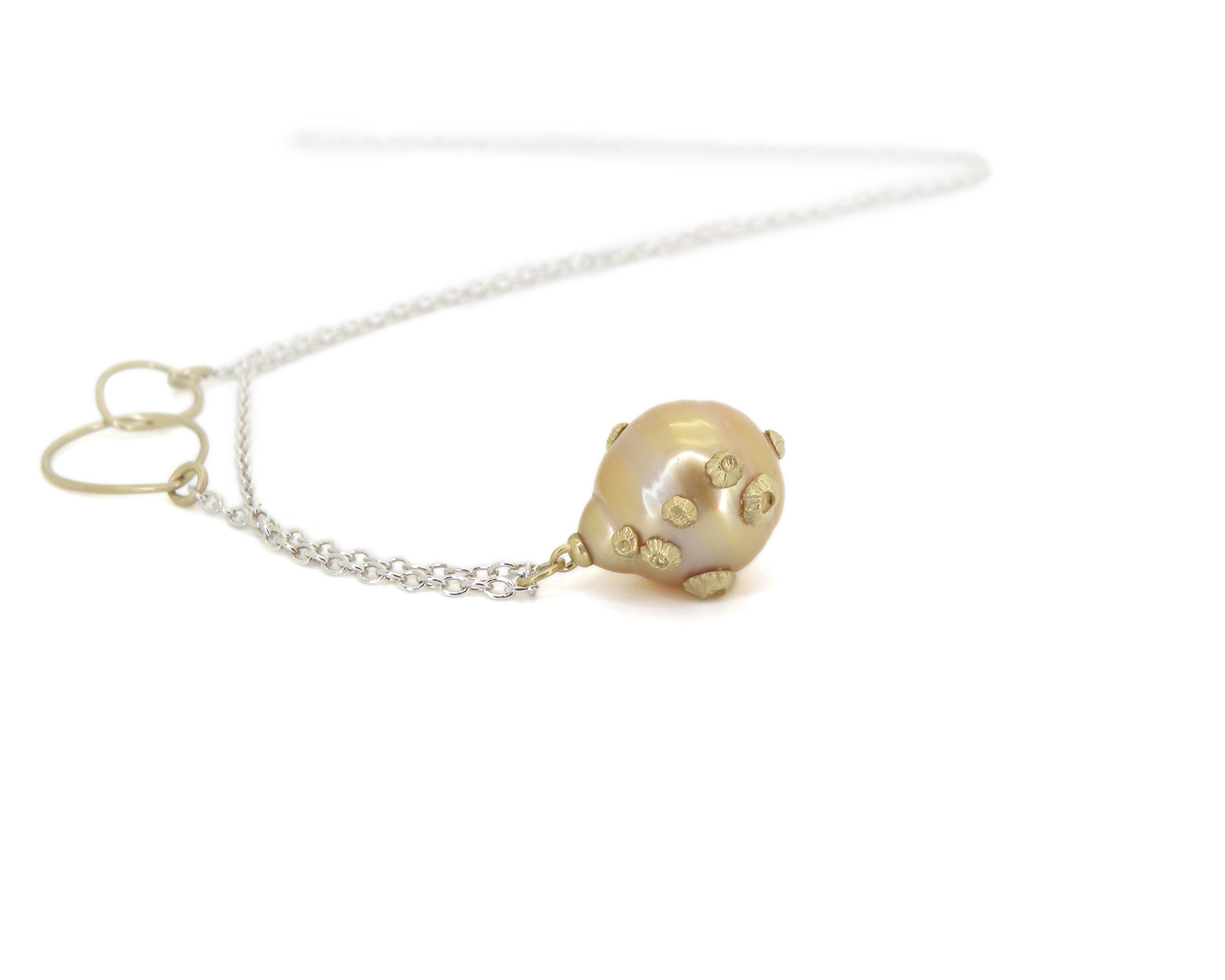 Grand Golden South Sea Pearl Ruthie B. Necklace with Barnacles