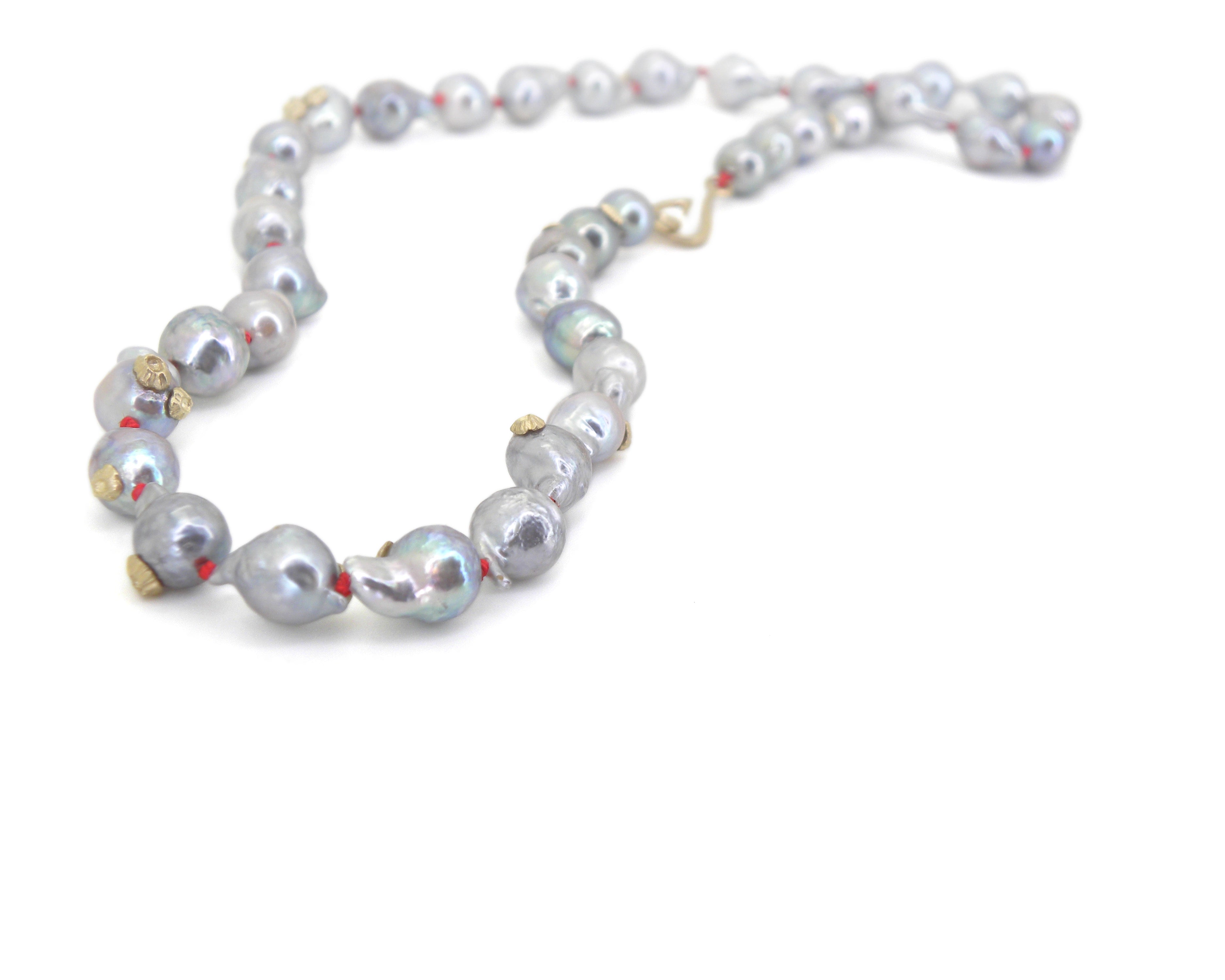 Blue Akoya Pearl Ruthie B. Necklace with Barnacles