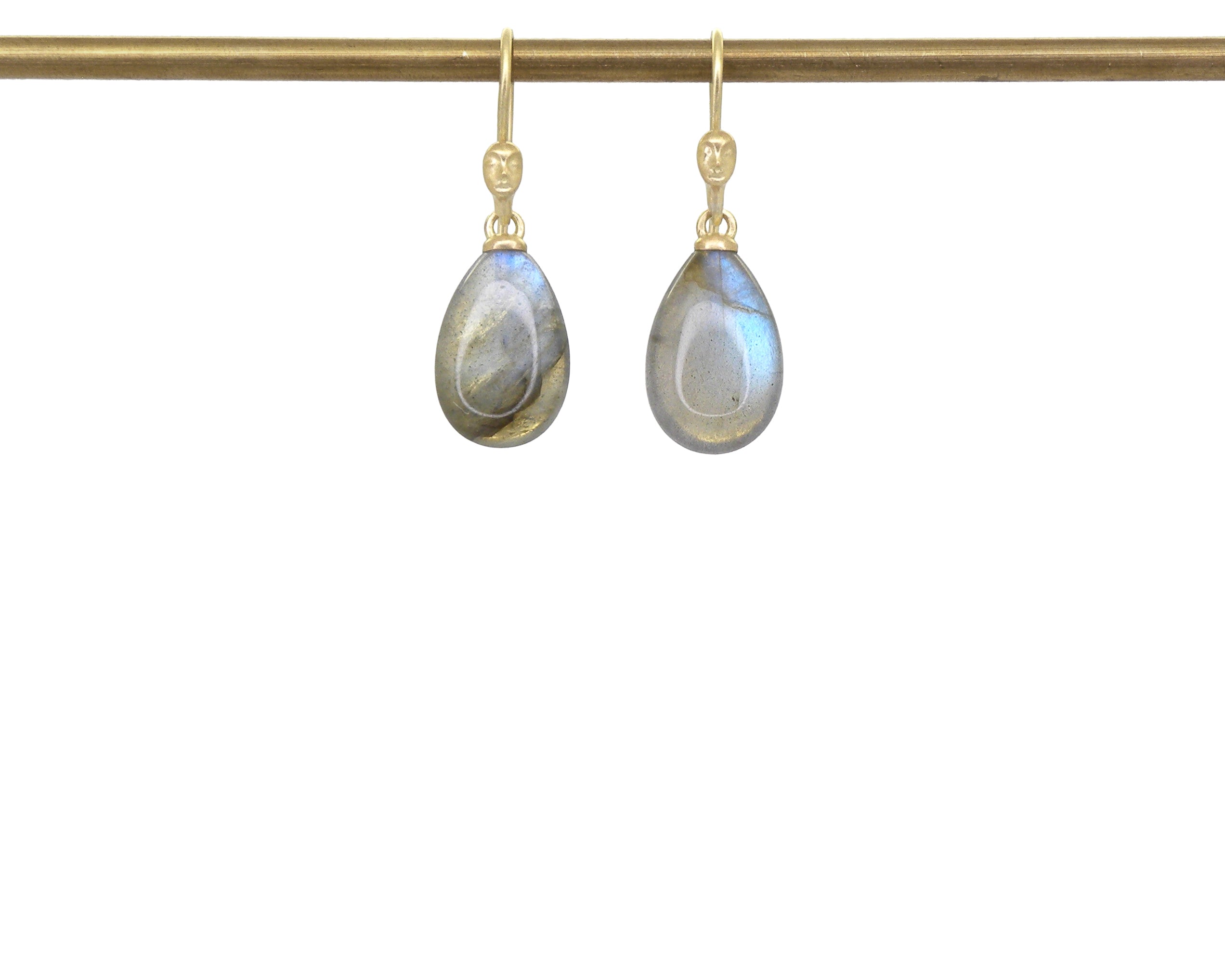 Azure Labradorite Figurehead Cameo Earrings