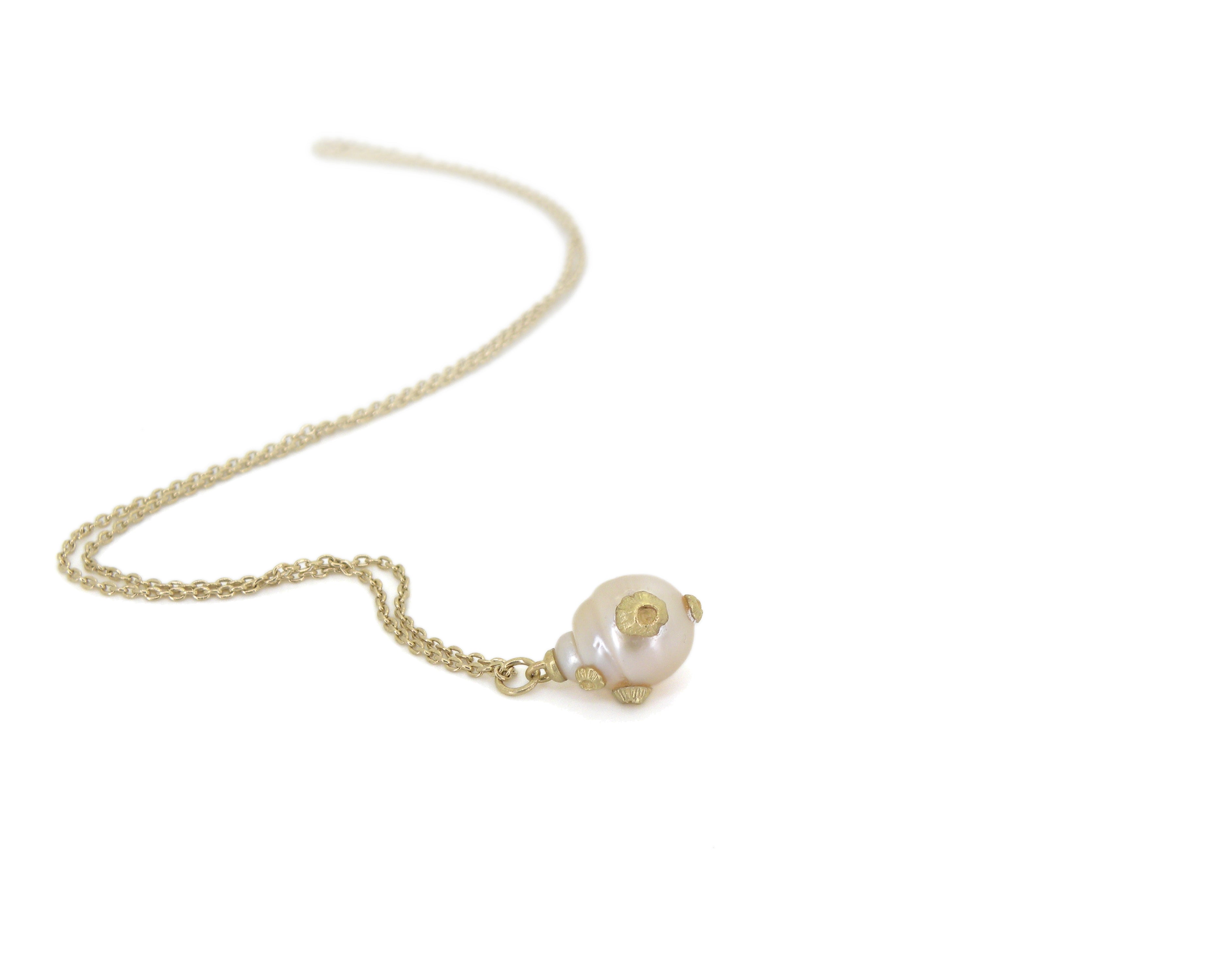Alabaster South Sea Pearl Ruthie B. Necklace with Barnacles