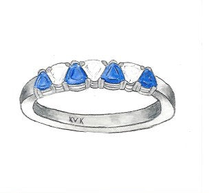 Sapphire & Diamond Trillion Ring