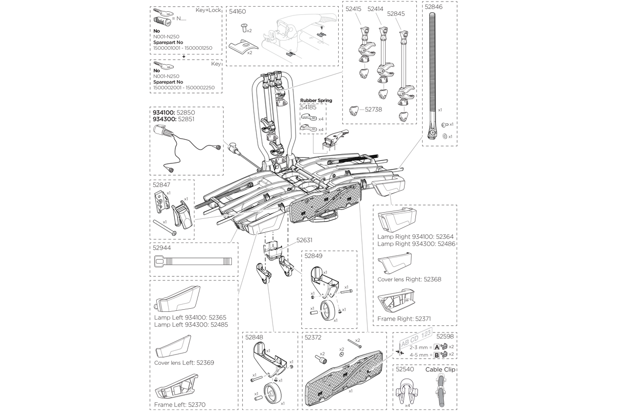 Thule EasyFold XT 934 Spare Parts