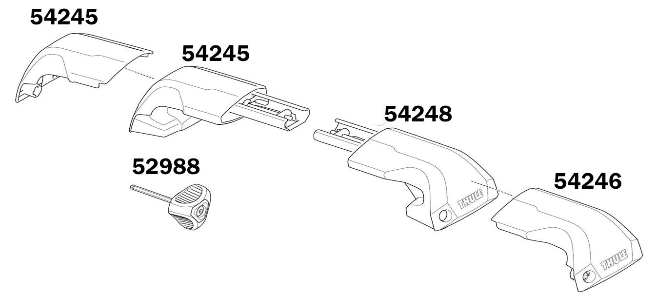 Coppia Barre portatutto Thule WingBar Edge con piede Edge Flush Rail 7206  per auto con Barre Integrate