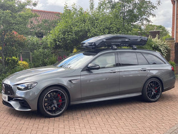 A Thule Vector Roof Box fitted to an Mercedes AMG E63S