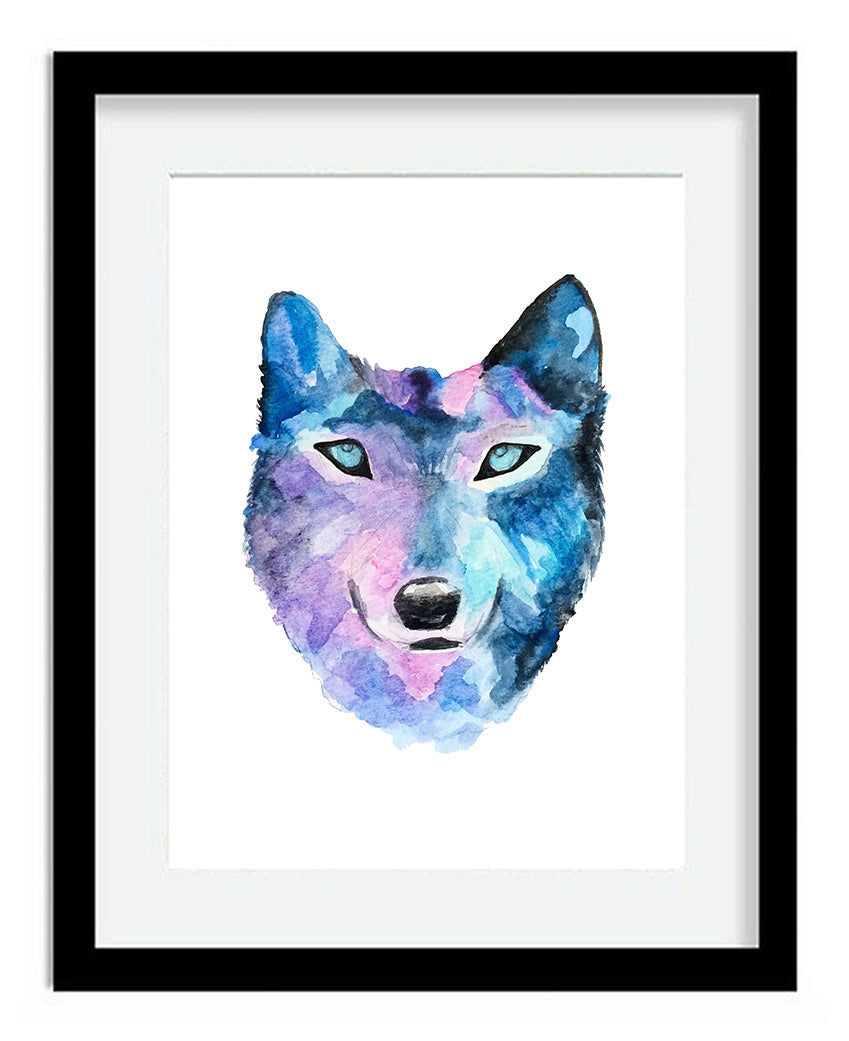 Watercolor Wolf Art Print, Indigo, Purple, Spirit Guide - Tanya Madoff