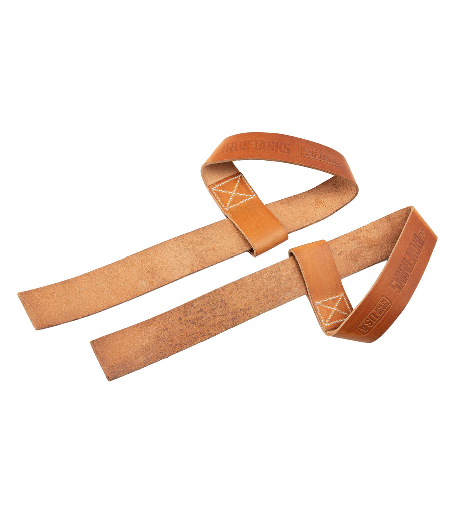 Leather Weightlifting Straps Tan Gym Pulling Deadlift