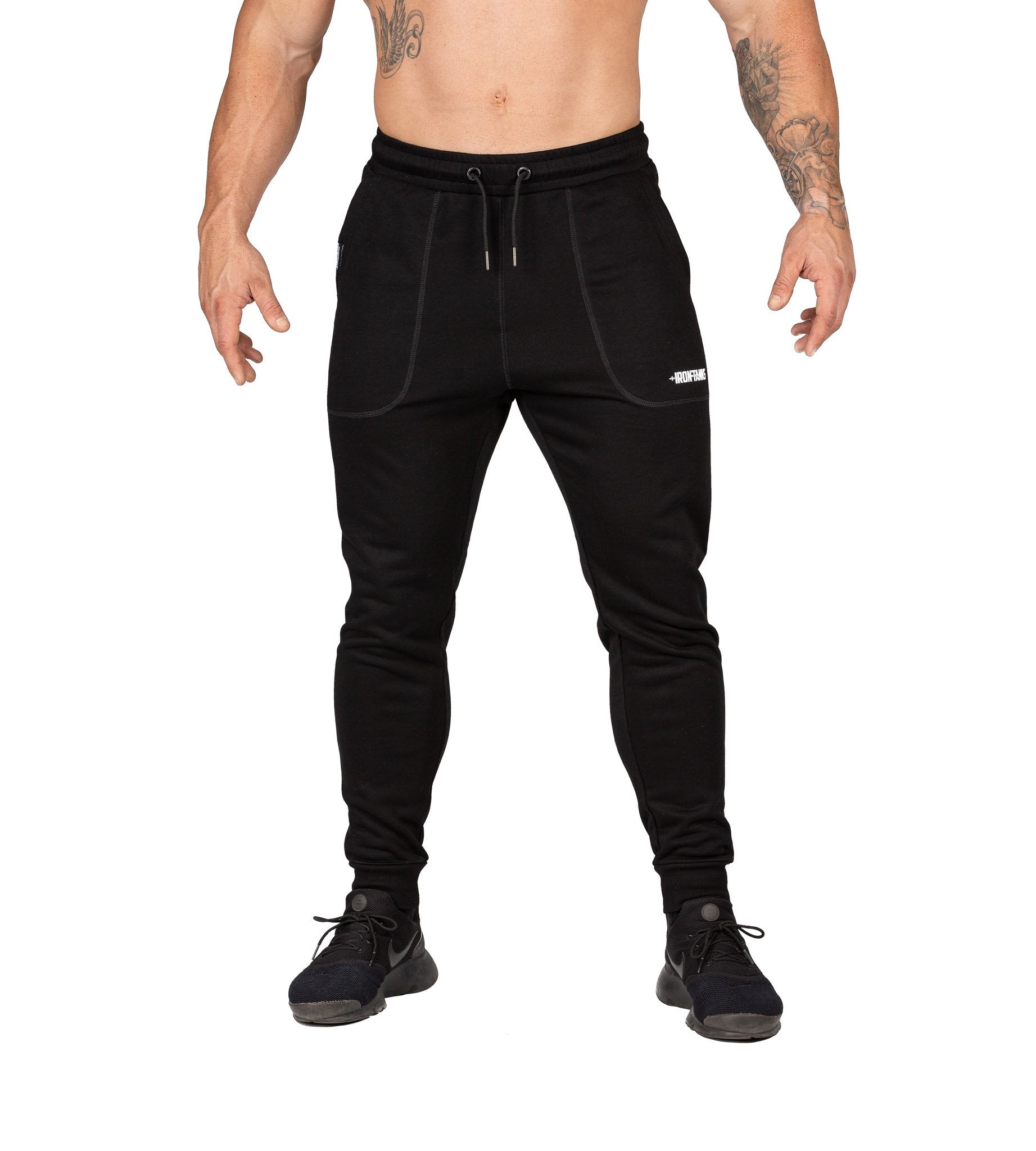 Men's Gym Pants Black Workout Sweat Bodybuilding Training Iron Tanks