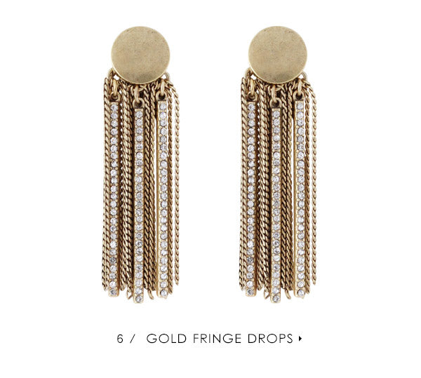 olive + piper Gold Fringe Tassel Earrings