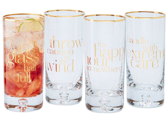 Gold Highball Cups with Quotes