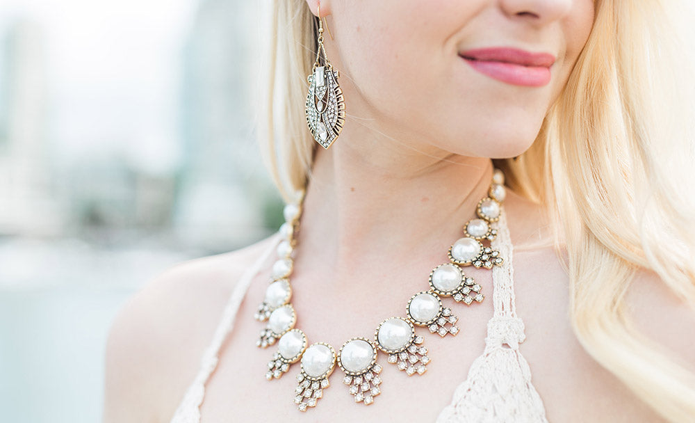 olive + piper statement earrings and statement necklace