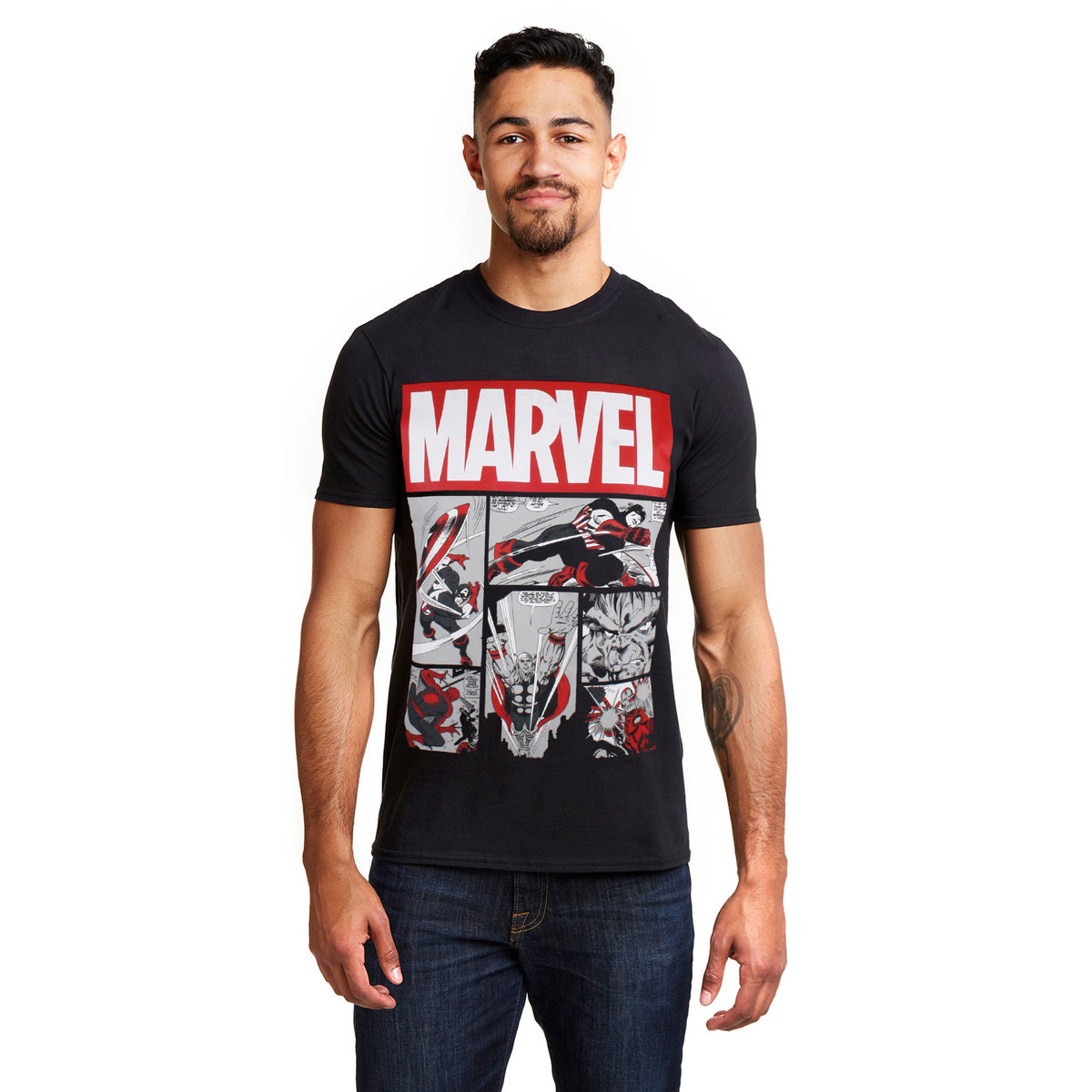 Marvel Mens - Heroes Comics - T-Shirt - Black – MEGATSHIRTSTORE