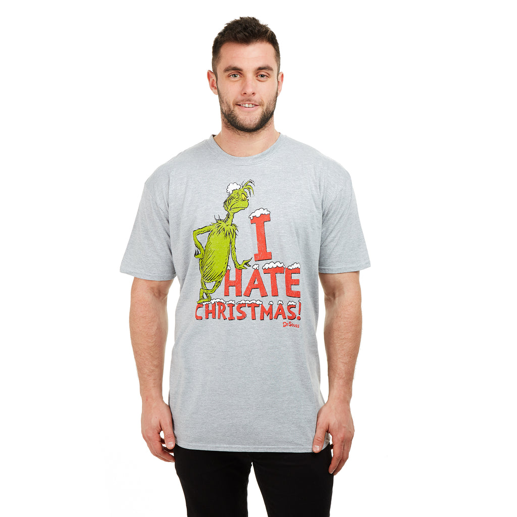 The Grinch Mens - I Hate Christmas - T-shirt - Grey