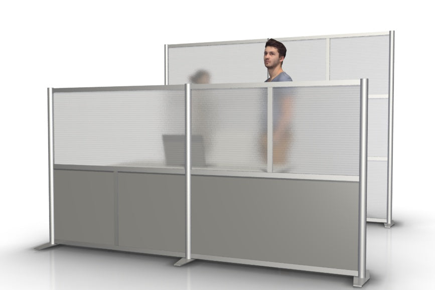 100 Wide X 51 High Modern Office Partition Gray Translucent Panel