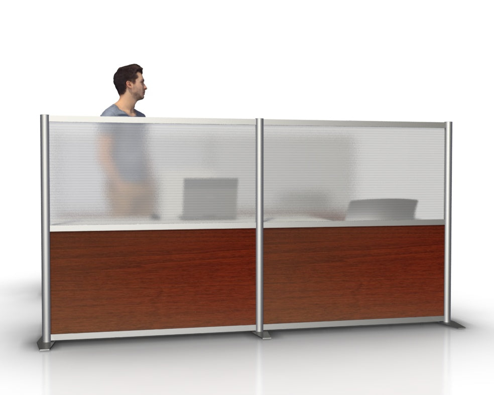 100 Wide X 51 High Office Partition Cherry Translucent Panels
